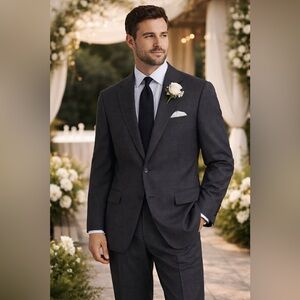 Lauren Ralph Lauren Charcoal Wool Suit 44S – Groom Wedding Suit Natural Stretch